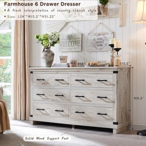 SinCiDo Farmhouse 54"W Dressing Table w/ 6 Drawers,Thick Plate Design,Large Drawer Cabinet/Wardrobe,Bedroom,Living Room & Corridor - 1 of 4