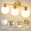 POWLIG 21.65-in 3-Light Gold Modern Dimmable Bathroom Transitional Vanity Light with Milky White Glass Shade - 4 of 4