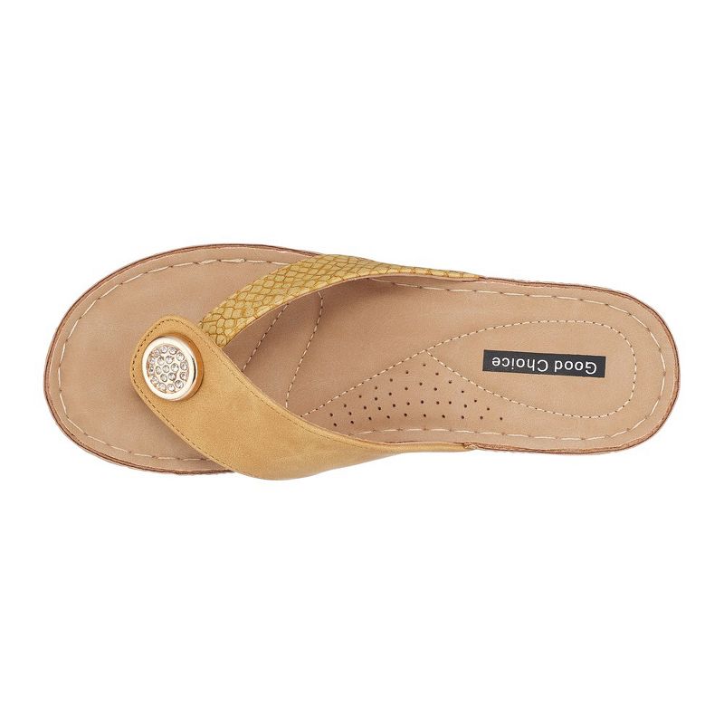 GC Shoes Dafni Embellished Two-Tone Comfort Slide Wedge Sandals, 3 of 5