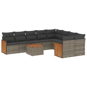 vidaXL Garden Sofa Set Grey Poly Rattan Large Modular Garden Sofa Set - 1 of 4