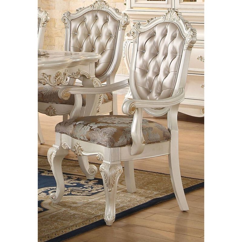 Set of 2 Chantelle Arm Dining Chair Pearl White/Rose Gold - Acme Furniture, 5 of 6