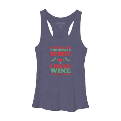 Women's Design By Humans Full of Christmas Spirit & Wine By DJBalogh Racerback Tank Top