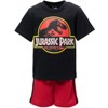 Jurassic Park Athletic Graphic T-Shirt Mesh Shorts Outfit Set Logo Black / Red - 2 of 4