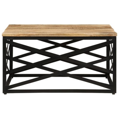 Industrial Chic Solid Mango Wood Coffee Table with Steel Legs