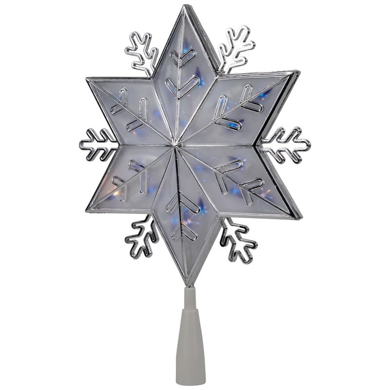 Northlight 10" Silver Snowflake Lighted Christmas Tree Topper - Blue Lights, 3 of 8