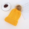Anna-Kaci Women's Cable Knit Beanie with Faux Fur Pom-Pom - Warm Stretchy Winter Hat for Casual Daily Wear - 4 of 4