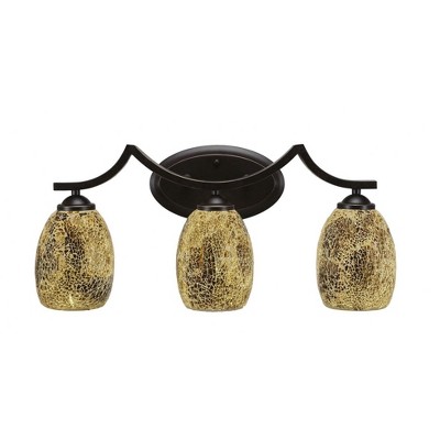 Toltec Lighting Zilo 3 - Light Vanity in  Dark Granite with 5" Gold Fusion Shade