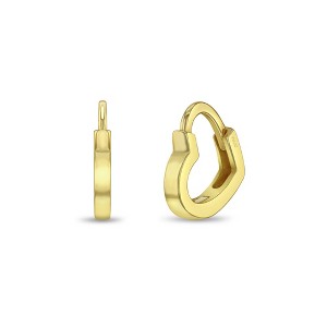 Girls' Heart Shaped Hoop Yellow Gold Flashed Sterling Silver Earrings - In Season Jewelry - 1 of 4