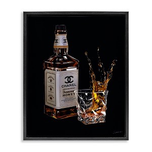 Stupell Industries Splashing Liqueur Glam Whiskey Bottle Floating Frame Canvas Art, Black, 17" x 21" - 1 of 4