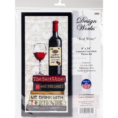Design Works Counted Cross Stitch Kit 5"X7"-Red Wine (14 Count)