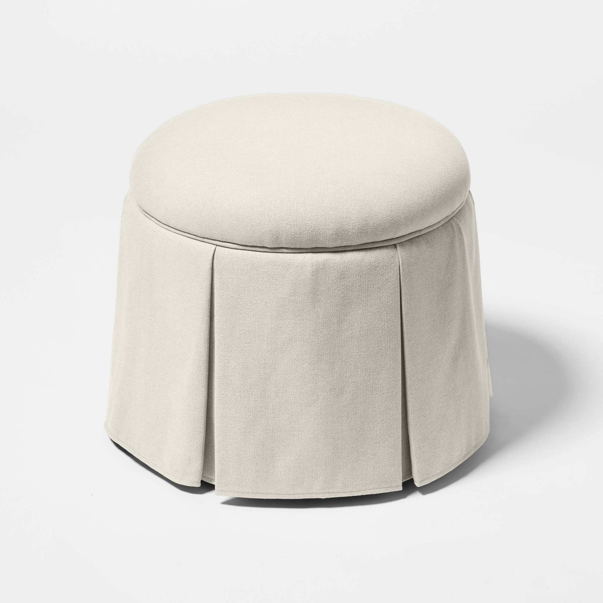 Box Pleat Skirt Storage Ottoman Performance Fabric Cream - Threshold™ designed with Studio McGee