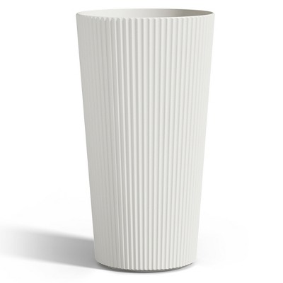 Sevobal Planter, Round Tall Planter with Drainage Holes, Weather-Resistant Planter for Porch Patio Backyard, 2PCS, White, 13"*13"*23.6"