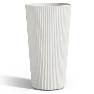 Sevobal Planter, Round Tall Planter with Drainage Holes, Weather-Resistant Planter for Porch Patio Backyard, 2PCS, White, 13"*13"*23.6" - 1 of 4