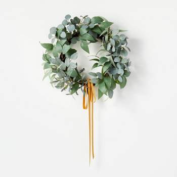 Wild Eucalyptus and Olive Leaf Ribbon Wreath - Threshold™ designed with Studio McGee