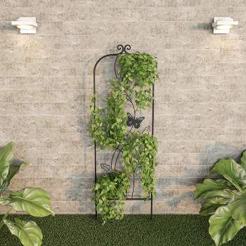 Garden Trellis for Climbing Plants - 46-Inch Decorative Lattice Metal Panel for Vines, Roses, Vegetables, Berries, and Flowers by Pure Garden (Black)