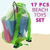 4E's Novelty 17 Pc Kids Beach Toys Set w/ Bucket, Shovels, Molds & Mesh Bag, Sand Box Fun - 4 of 4