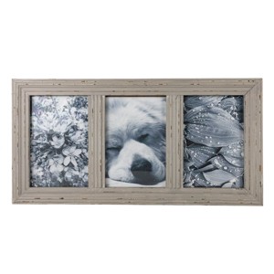 Distressed 4X6 Three Photo Frame Gray Wood, MDF & Glass - Foreside Home & Garden - 1 of 4