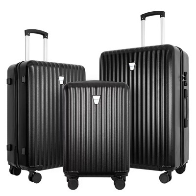 GlasFlength Luggage, Suitcase Set with Lock and Spinner Wheels, Large Capacity Cases for Business or Vacation, 3PCS, Black, 30.31"*19.29"*11.81"