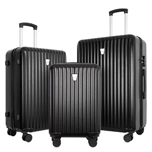 ROBOTIME Luggage, Suitcase Set with Lock and Double Spinner Wheels, Large Capacity Cases for Business or Vacation, 3PCS, Black, 30.31"*19.29"*11.81" - 1 of 4