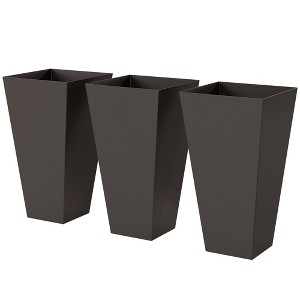 28ft Tall Plastic Planters, Set of 3, Flower Pot, anti-crack, fade-resistant, square shape with a matte surface, Outdoor & Indoor, for lawns, patios - 1 of 4