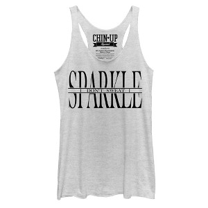 Women's CHIN UP Sweat Sparkle Racerback Tank Top - 1 of 3