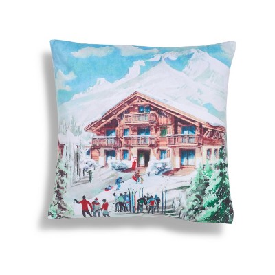 18"x18" Christmas Lodge Square Throw Pillow Red - Sure Fit