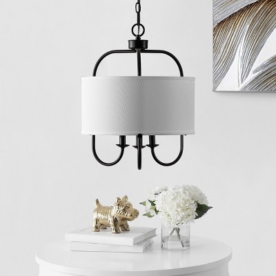 Jemmi Black Brass and Glass Drum Pendant Light