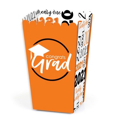 Big Dot of Happiness Orange Grad - Best is Yet to Come - Orange 2021 Graduation Party Favor Popcorn Treat Boxes - Set of 12