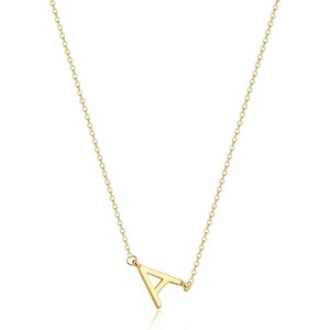 Dainty Gold Initial Necklace for Women, 14K Gold Plated Sideways Letter Choker - 1 of 4