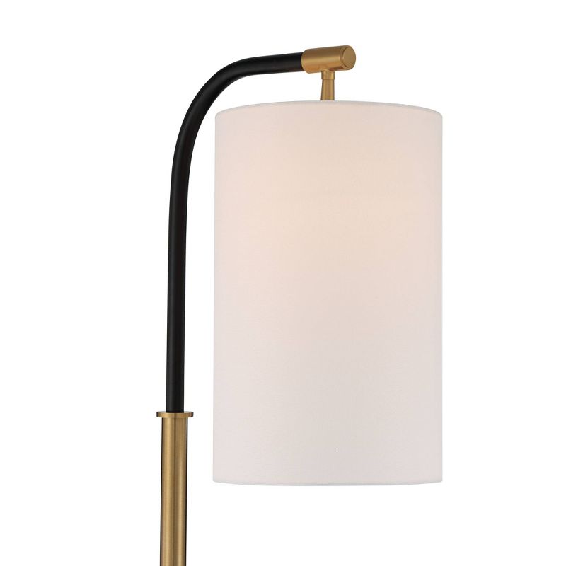 Possini Euro Design Sausalito Mid Century Modern Downbridge Floor Lamp 67" Tall Warm Gold Black Metal Linen Cylinder Shade for Living Room Reading, 3 of 10
