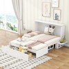 TIRAMISUBEST Queen Size Mobile Murphy Bed with a Large Drawer and Little Shelves on Each Side, Folding Murphy Cabinet Bed, Space Saving Design - 4 of 4
