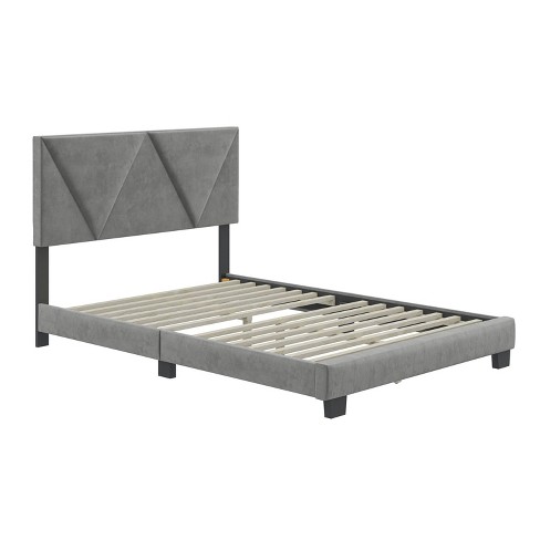 Full Vector Linen Upholstered Platform Bed Frame Silver - Boyd Sleep ...