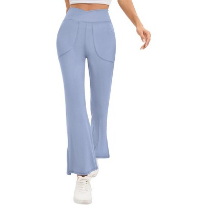 WhizMax Women's High-Waisted Flared Yoga Pants with Side Slits and Pockets
