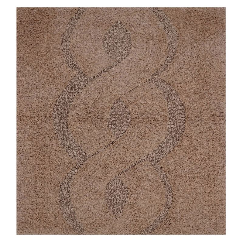 Beautiful Sculptured Chain Design Bath Rug With Anti Skid Latex Back Is Made Cotton Super Soft Natural, 1 of 4