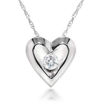 Pompeii3 1/5Ct Round Diamond Necklace Heart Shaped Pendant in 10k White or Yellow Gold
