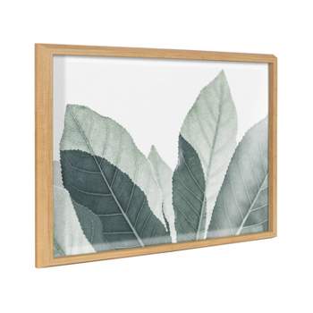18" x 24" Blake Modern Leaf Botanical III Framed Printed Glass Natural/Green - Kate & Laurel All Things Decor
