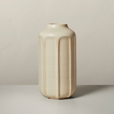 9" Faceted Ceramic Vase Taupe - Hearth & Hand™ with Magnolia