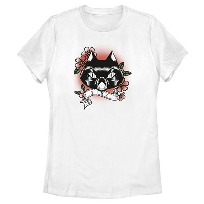 Women's Disney Hocus Pocus Binx Flower Tattoo T-Shirt