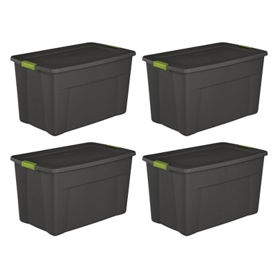 Sterilite Stackable 35 Gallon Storage Tote Box with Latching Container Lid for Home and Garage Space Saving Organization, Gray