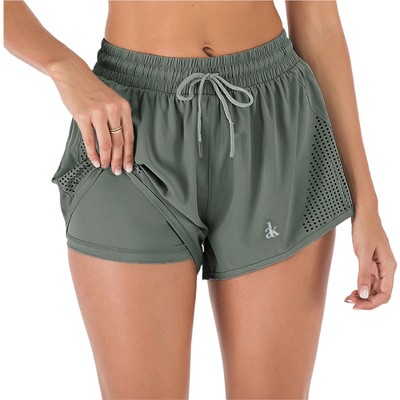 Anna-Kaci Active Women's Lazer Perforated Running Shorts Gym Athletic With Pockets