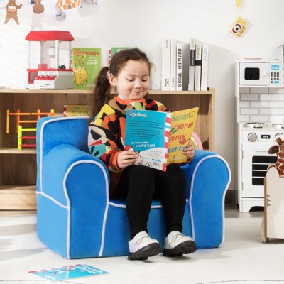 Infans Kids Sofa Toddler Foam Filled Armchair w/ Velvet Fabric Baby Perfect Gift Blue