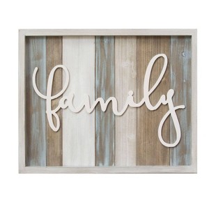 'Family' Rustic Wood Wall Decor - Stratton Home Decor: Handmade MDF, Earth Tones, Horizontal Orientation - 1 of 3