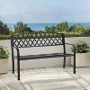 FDW Garden Bench 50 Inch Park Bench Metal Outdoor Benches Weather-Resistant for Lawn Yard Porch Work Entryway, Black - 2 of 4