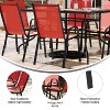 Emma and Oliver Five Piece Patio Table Set with Metal Table with Tempered Glass Top and 4 Flex Comfort Stacking Chairs - 4 of 4