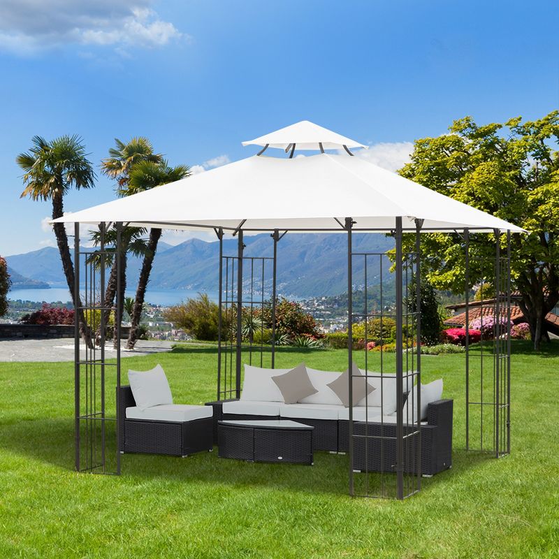 Outsunny 10' x 10' Patio Gazebo Outdoor Canopy with Vented Roof, Elegant Metal Frame, 2 of 9