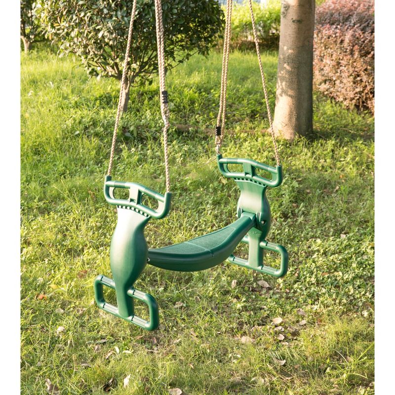 PLAYBERG Outdoor Swingset Plastic Double Glider Playground Patio 2 Person Kids Fun Swing, Green, 3 of 8