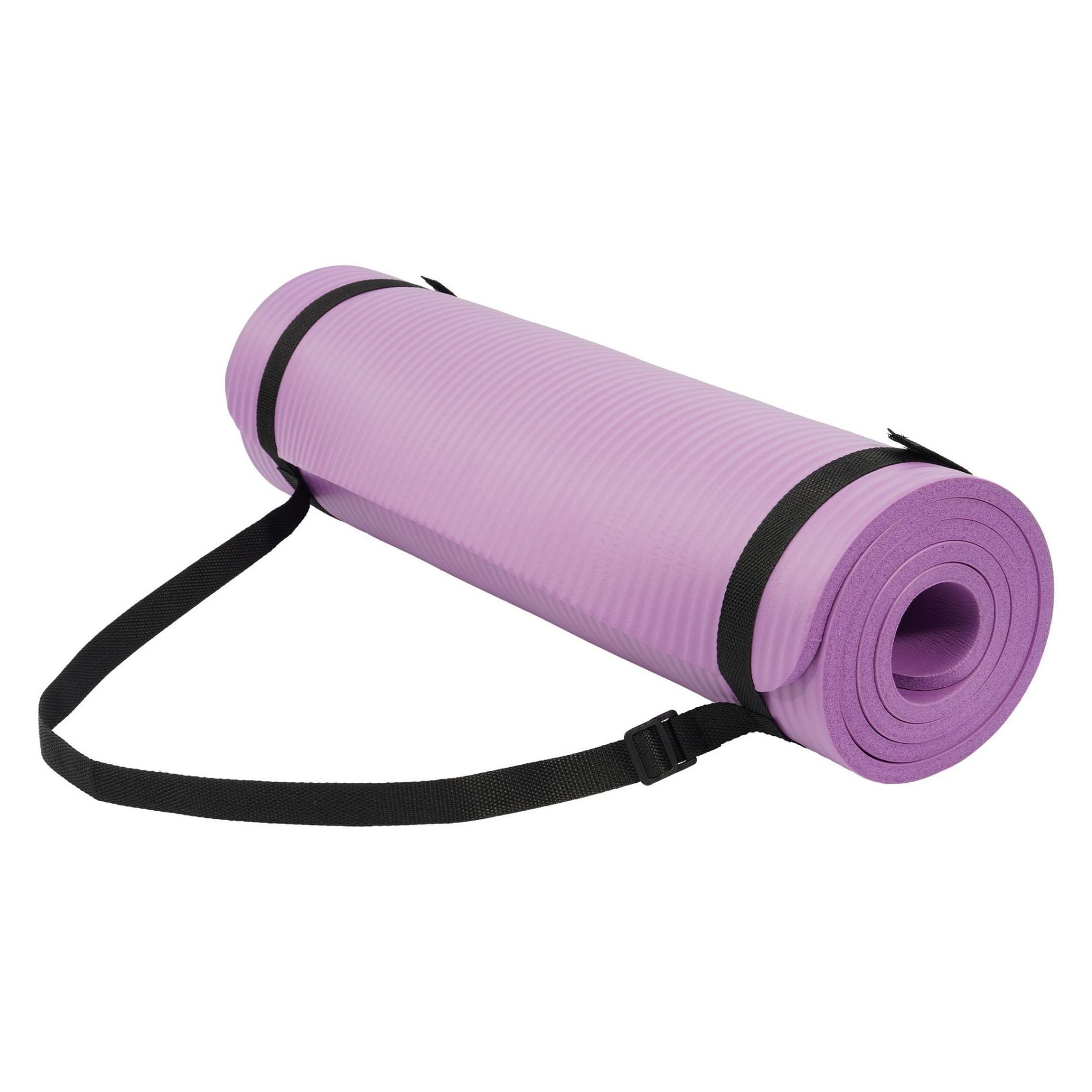 Fitvids 1/2-Inch Thick High Density Foam Exercise Yoga Mat with Carrying Strap, For Cushioning The Body Against Hard Floors, Taro Purple