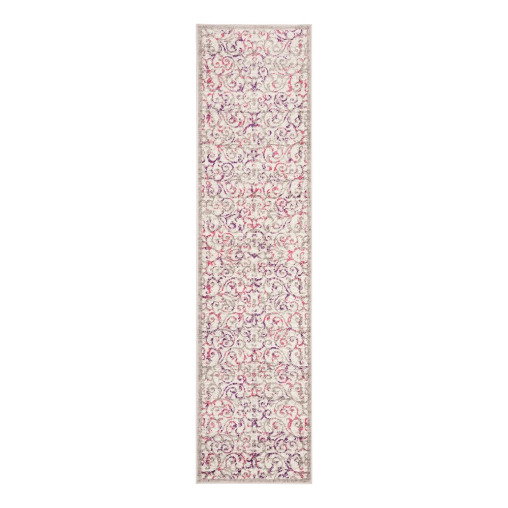 Ivory/Pink Swirl Loomed Runner 2'x8' - Safavieh