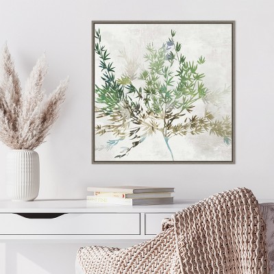Earth Tones Botanical Canvas Print with Olive Branches, 22 x 22 inches