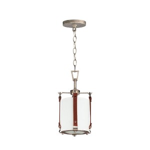 Maxim Lighting Sausalito 1 - Light Pendant in  Weathered Zinc/Brown Suede - 1 of 1